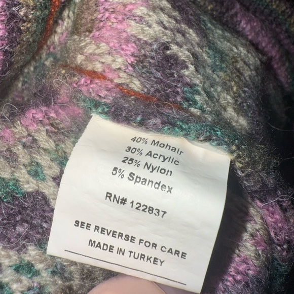 GJB New York Striped Mohair Blend Y2K Retro Boho Sweater- Medium- Made In Turkey - Picture 12 of 16